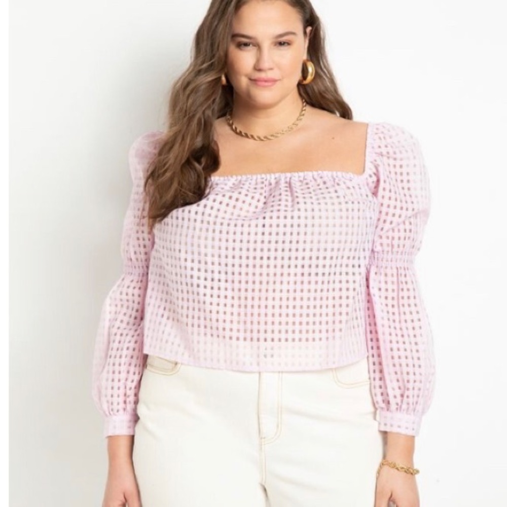 Square neck top with smocking